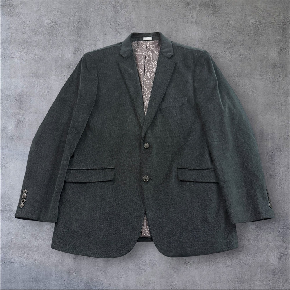 Madison Blazer Mens 42R Charcoal Grey Modern Fit Cotton Paisley Lining Jacket